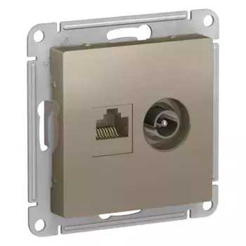 Розетка двойная комп+ТВ, RJ45+TV, кат.5E, Systeme Electric AtlasDesign Шампань ATN000589