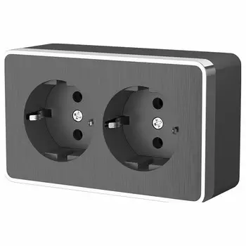 Розетка двойная с заземлением Werkel Gallant графит рифленый W5072104 4690389164675