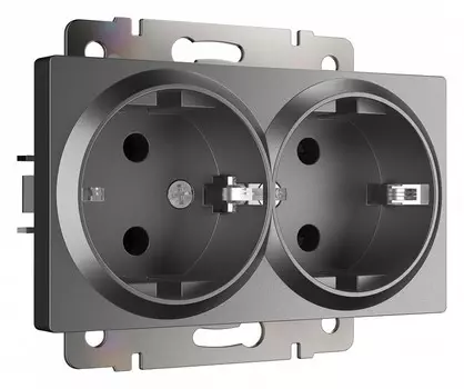 Розетка двойная с заземлением Werkel графит W1172064 4690389194443