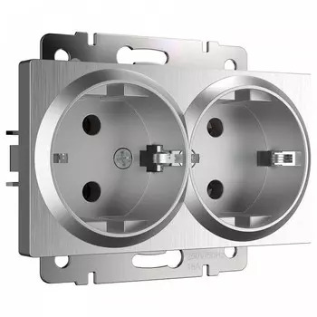 Розетка двойная с заземлением Werkel серебряный рифленый W1172009 4690389159831