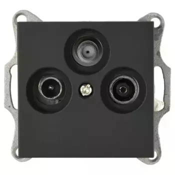 Розетка Jasmart TV-FM-SAT проходная W с накладкой черный матовый (soft touch) G6207PB