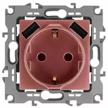 Розетка ЭРА Intro Solo Schuko P+E 16A 250V со шторками 2хUSB медь 12-4109-14 Б0047848
