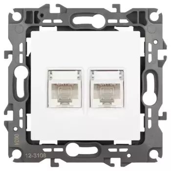 Розетка компьютерная двойная RJ45 Эра 12-3108-01М Б0065686