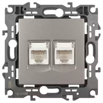 Розетка компьютерная двойная RJ45 Эра 12-3108-16 Б0065665