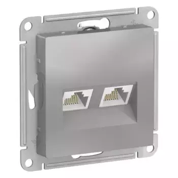 Розетка компьютерная двойная RJ45 Schneider Electric AtlasDesign 5e кат UTP алюминий ATN000385