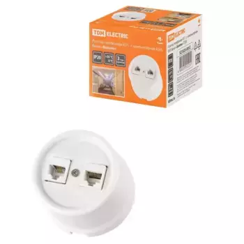 Розетка компьютерная RJ45/телефонная RJ11 TDM Electric "Болонь" белая SQ1820-0052