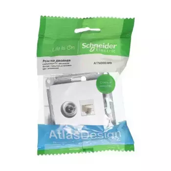 Розетка компьютерная RJ45/TV Schneider Electric AtlasDesign 5e кат UTP алюминий ATN000389