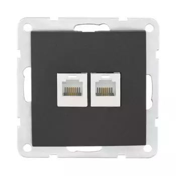 Розетка LK Studio компьютерная 2хRJ-45 кат. 5е с накладкой (черный бархат) LK60 866208-1