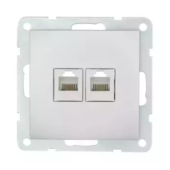 Розетка LK Studio компьютерная 2хRJ-45 кат. 5е с накладкой (серебристый металлик) LK60 866203-1