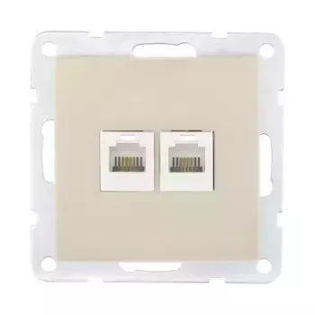 Розетка LK Studio компьютерная 2хRJ-45 кат. 5е с накладкой (бежевый) LK60 866201-1