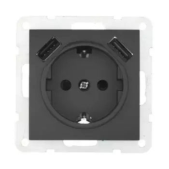 Розетка LK Studio с з/к + 2хUSB разъема, 2А (черный бархат) LK60 868008-1