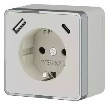 Розетка с заземлением, шторками и USB Werkel Gallant слоновая кость W5071703