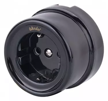 Розетка с заземлением Werkel Ретро черный W5671008 4690389166808