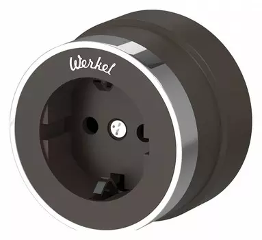 Розетка с заземлением Werkel Vintage мокко матовый/хром W5871052 4690389174711