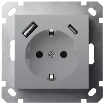 Розетка SHUKO Jasmart с USB тип A + C1 с защитными шторками (2P+T) 25W 16A 250V G5501USB-25S