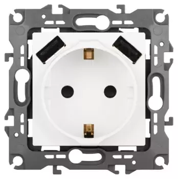 Розетка со шторами и 2 USB Эра 12-4109-01М Б0065728