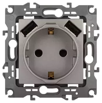 Розетка со шторами и 2 USB Эра 12-4109-16 Б0065729