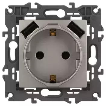 Розетка со шторками с 2xUSB Эра Elegance 14-4109-16 Б0065775