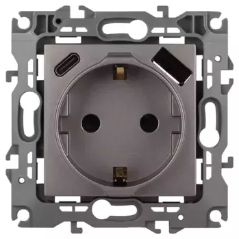 Розетка со шторками с USB type-A+C Эра 12-4108-16 Б0067762