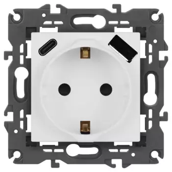 Розетка со шторками с USB type-A+C Эра Elegance 14-4108-01М Б0067710