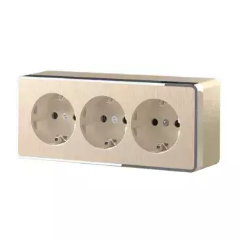 Розетка тройная с/з со шторками Werkel Gallant шампань рифленый W5073110 4690389163883