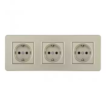 Розетка тройная (трехпостовая) с/з и шторками Arte Milano SET16-3-40-1x3 shampan