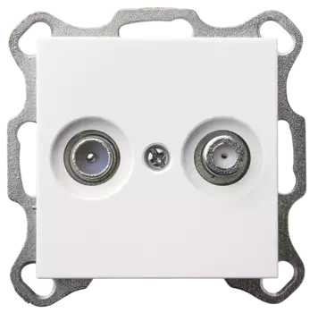 Розетка TV-FM Jasmart проходная с накладкой белый глянцевый G6205W