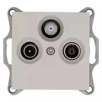 Розетка TV+FM+SAT Ф9.5mm проходная с накладкой, цвет Тауп Jasmart G6207T