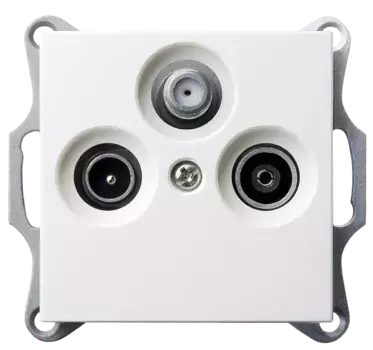 Розетка TV-FM-SAT Jasmart оконечная с накладкой белый глянцевый G6206W