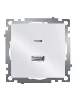 Розетка USB 2-местная + type C (механизм), STEKKER GLS10-7116-01, 250В, 3А, max 20W, серия Катрин, белый 50051