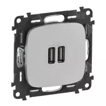 Розетка USB двойная Legrand Valena Allure 240V/5V 1500mA алюминий 754997