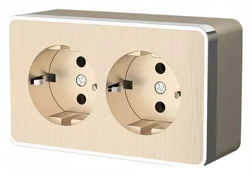 Розетка Werkel двойная с заземлением Gallant шампань рифленый W5072110 4690389164682