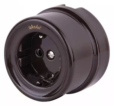 Розетка Werkel с заземлением Retro коричневая W5671014 4690389166815