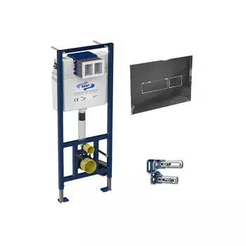 SANIT Монт.элемент (3 в 1) для унитаза 450xh1120мм , с малым ревиз.отв.спереди, с кронштейнами крепления и клавишей 16.603.81 хром (без шумоизоляции)