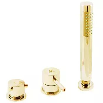 SE975.5PZ SEINA смеситель каскадный на 3 отверстия залив воды через слив-перелив, ЦВЕТ ЗОЛОТО