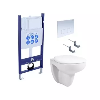 SET AQUATEK КАИР (рама AQUATEK INS-0000014+крепеж KKI-0000002+KDI-0000013+ унитаз КАИР A1170-00 с тонким сиденьем soft-close)