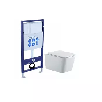 Комплект Унитаз подвесной AQUATEK Либра New AQ1148N-00 безободковый, с микролифтом + Инсталляция Standard INS-0000012