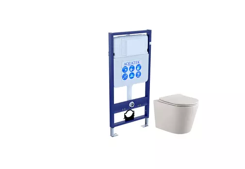 Комплект Унитаз подвесной AQUATEK Вега AQ1904-00 безободковый, с микролифтом + Инсталляция Standard INS-0000012