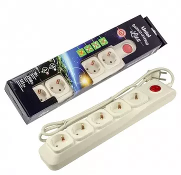 Сетевой фильтр Uniel 5гн х 3м с/з Lux S-GSL5-3 Ivory UL-00001754