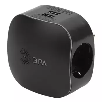 Сетевой разветвитель ЭРА 2xUSB SP-3e-USB-Black Б0046364