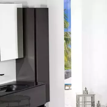 Шкаф пенал для ванной Armadi Art Vallessi антрацит, глянец