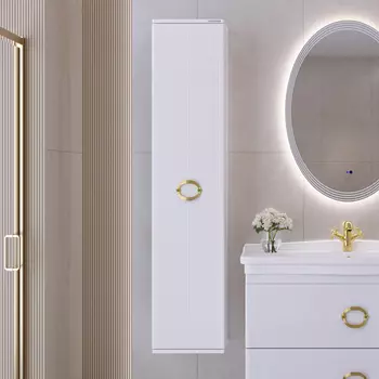 Шкаф пенал для ванной Grossman Атрио 35 белый глянец