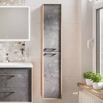 Шкаф пенал для ванной Grossman Реал 30 веллингтон, бетон арья, универсальный