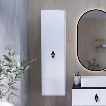 Шкаф пенал для ванной Grossman Вива 35 белый глянец