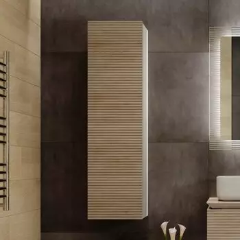 Шкаф пенал для ванной Jorno Karat светлый бук, R