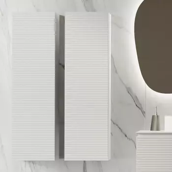 Шкаф пенал для ванной Jorno Stone 120, белый, универсальный