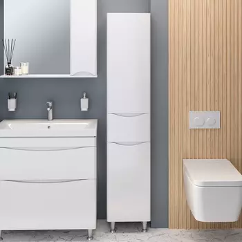 Шкаф пенал для ванной Runo Афина 35 R, белый