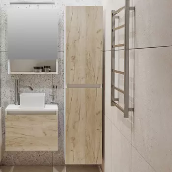 Шкаф пенал для ванной Runo Бари 35 крафтовый дуб