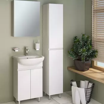 Шкаф пенал для ванной Runo Лада белый