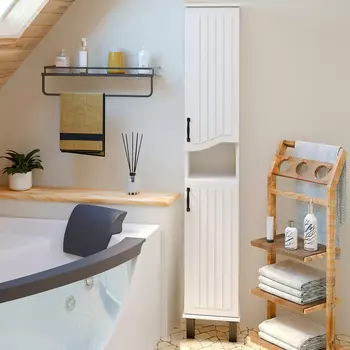 Шкаф пенал для ванной Runo Марсель 30 R, белый